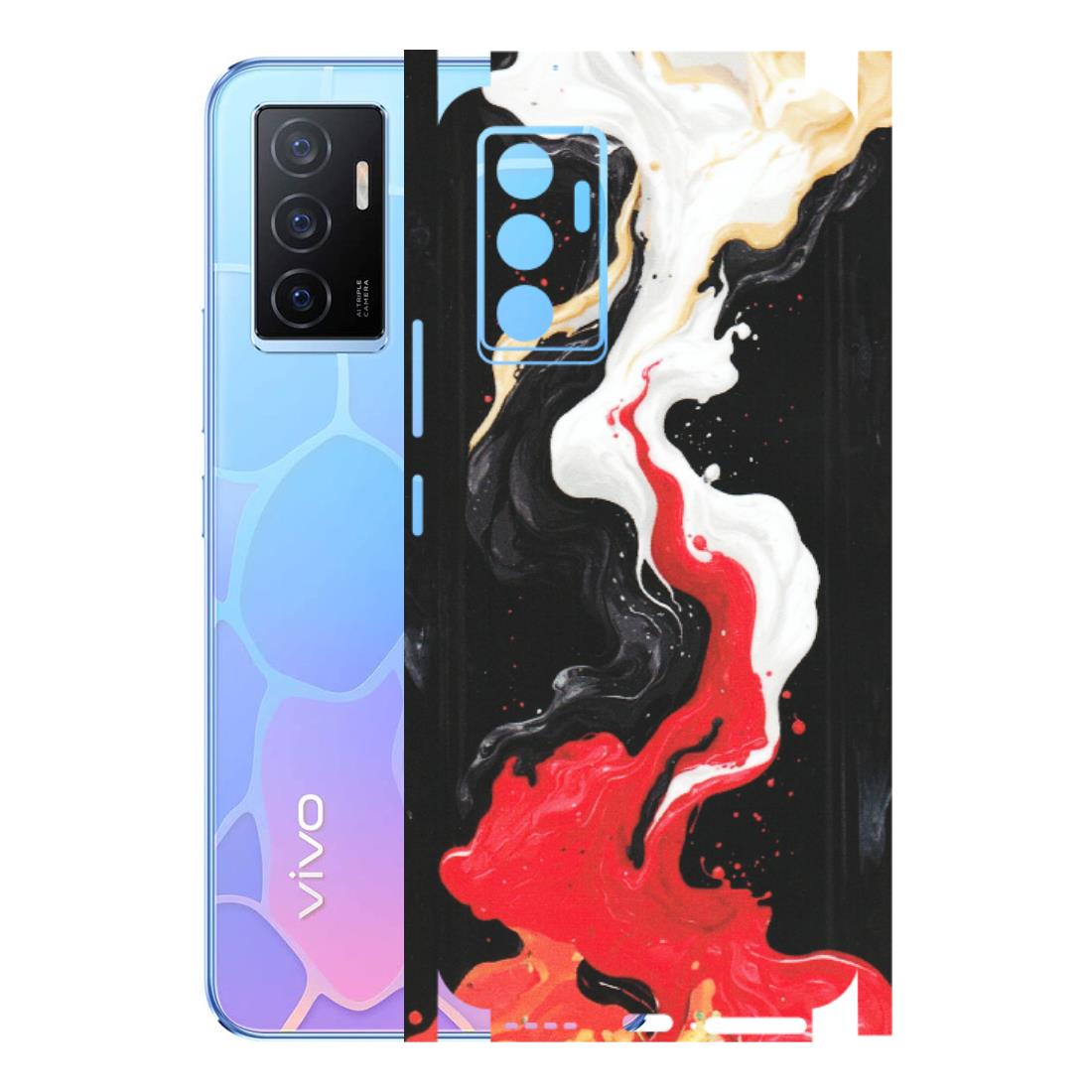 VIVO Y Series Phone Skins (All Models) - Black Red White Paint Splash Fusion - Matte Finish (M-56) Vivo Y75
