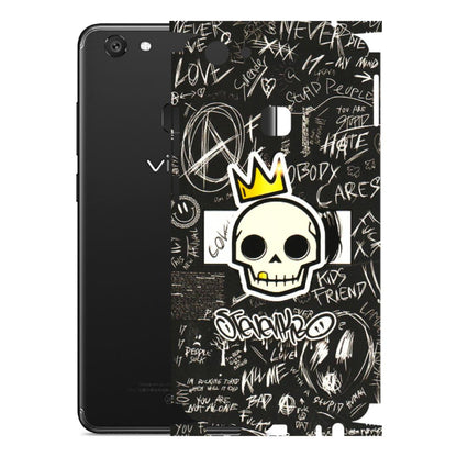 VIVO Y Series Phone Skins (All Models) - Funny Skull Black Chalk Grafitti - 3D Embossed Finish (L-22) Vivo Y79