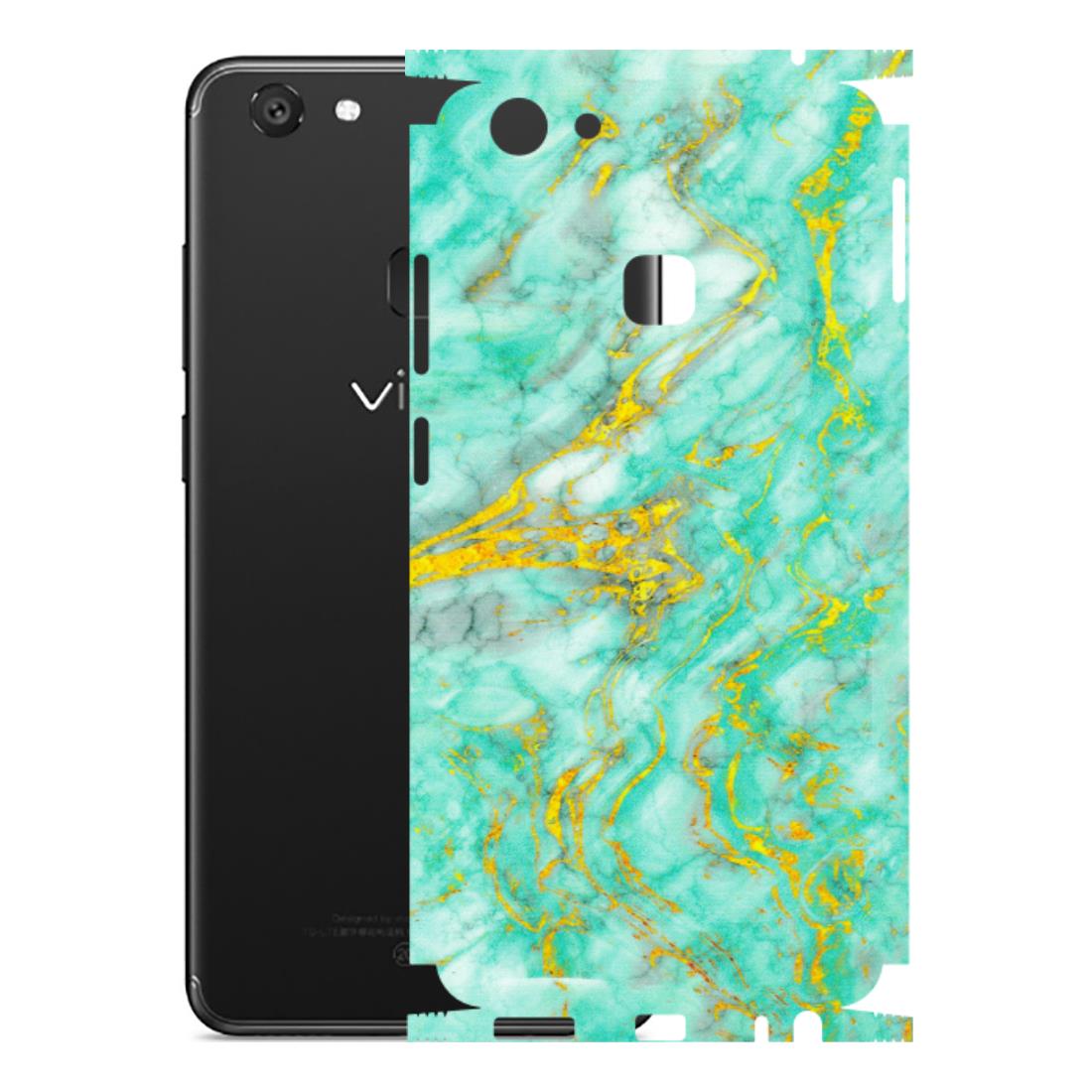 VIVO Y Series Phone Skins (All Models) - Green And Gold Marble Feel - Matte Finish (M-16) Vivo Y79