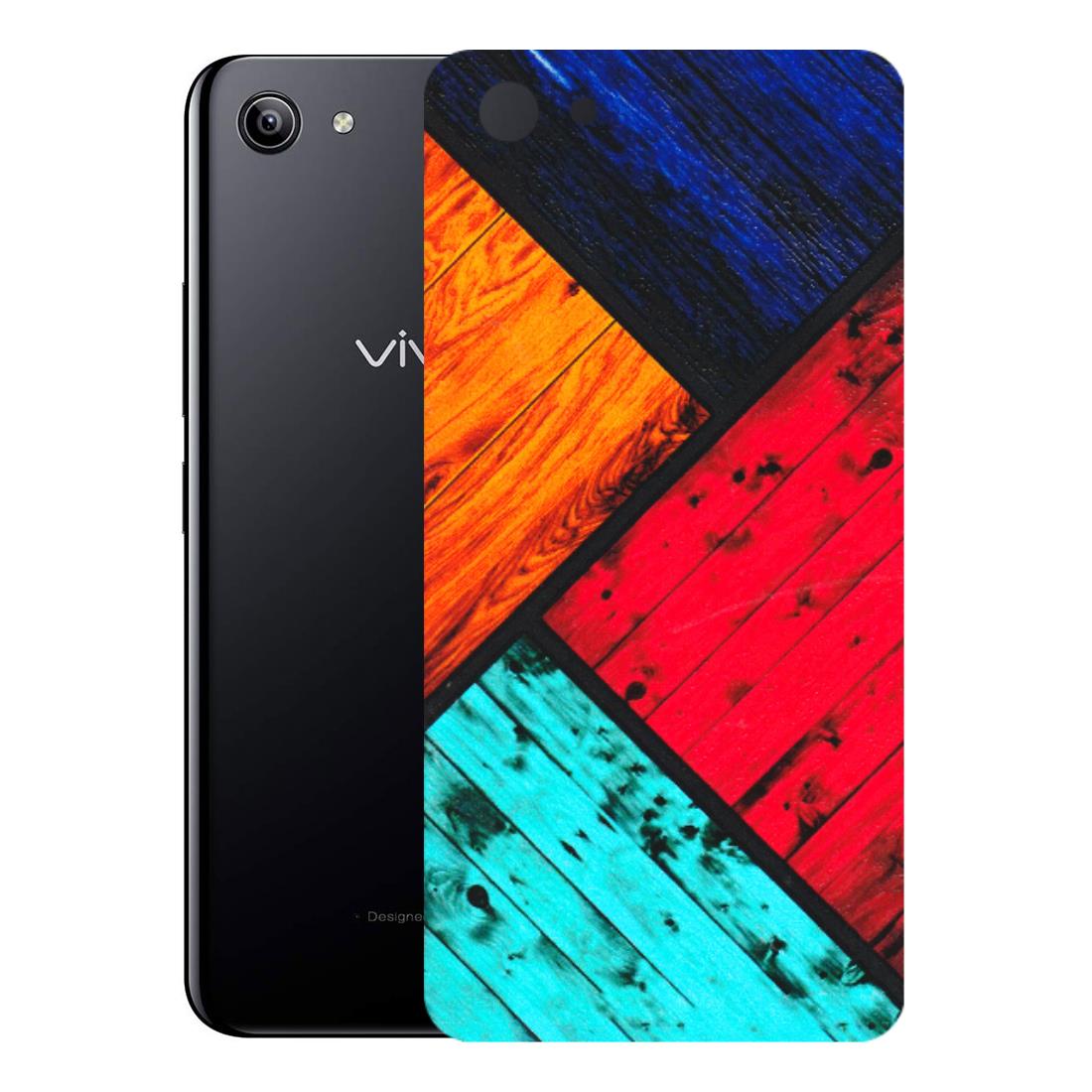 VIVO Y Series Phone Skins (All Models) - Colourful Wood Panels Abstract - 3D Embossed Finish (L-09) Vivo Y81I