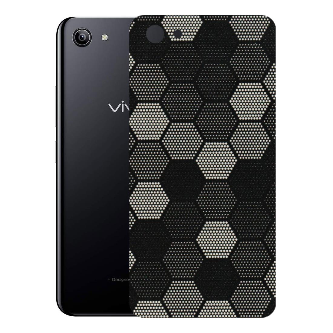 VIVO Y Series Phone Skins (All Models) - Black & White Dotted Honeycomb Texture - 3D Embossed Finish (L-202) Vivo Y81I