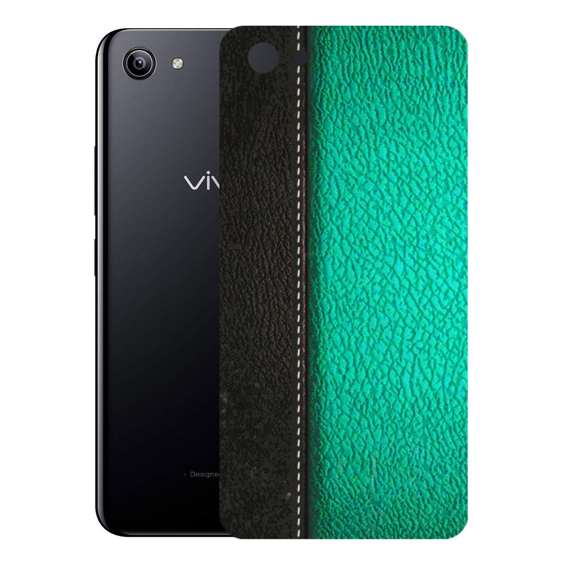 VIVO Y Series Phone Skins (All Models) - Black Green Dual Leather Stich - 3D Embossed Finish (L-233) Vivo Y81I