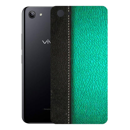 VIVO Y Series Phone Skins (All Models) - Black Green Dual Leather Stich - 3D Embossed Finish (L-233) Vivo Y81I