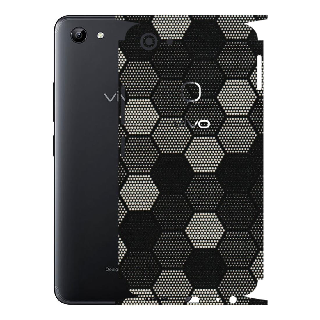 VIVO Y Series Phone Skins (All Models) - Black & White Dotted Honeycomb Texture - 3D Embossed Finish (L-202) Vivo Y81