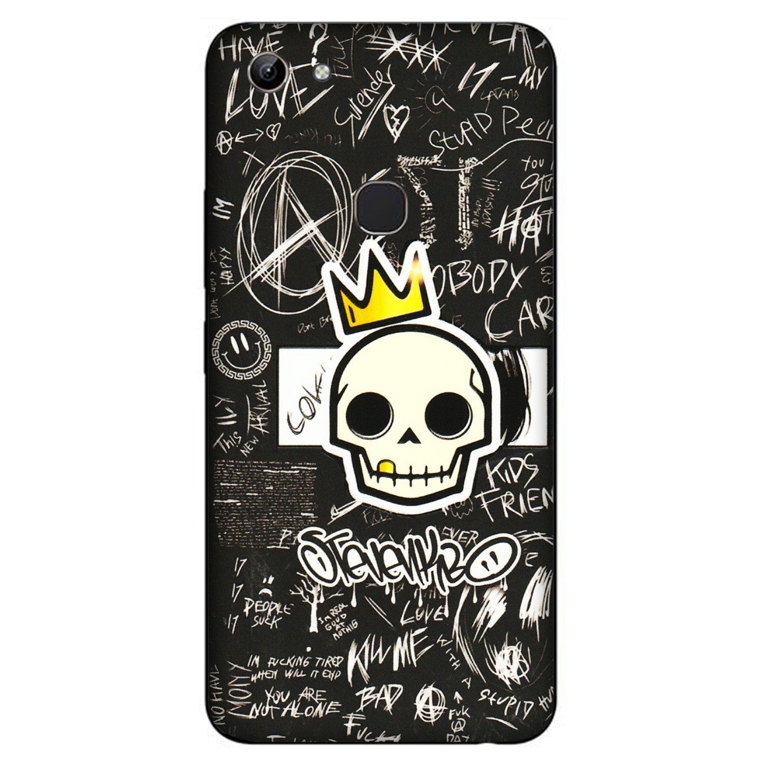 VIVO Y Series Phone Skins (All Models) - Funny Skull Black Chalk Grafitti - 3D Embossed Finish (L-22) Vivo Y81
