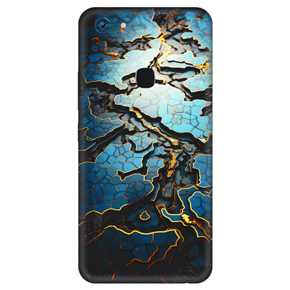 VIVO Y Series Phone Skins (All Models) - Blue Gold Abstract - 3D Embossed Finish (L-11) Vivo Y83