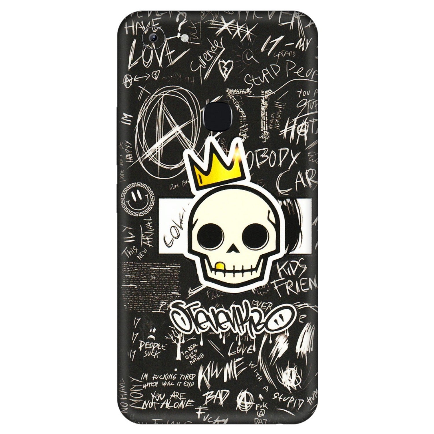 VIVO Y Series Phone Skins (All Models) - Funny Skull Black Chalk Grafitti - 3D Embossed Finish (L-22) Vivo Y83