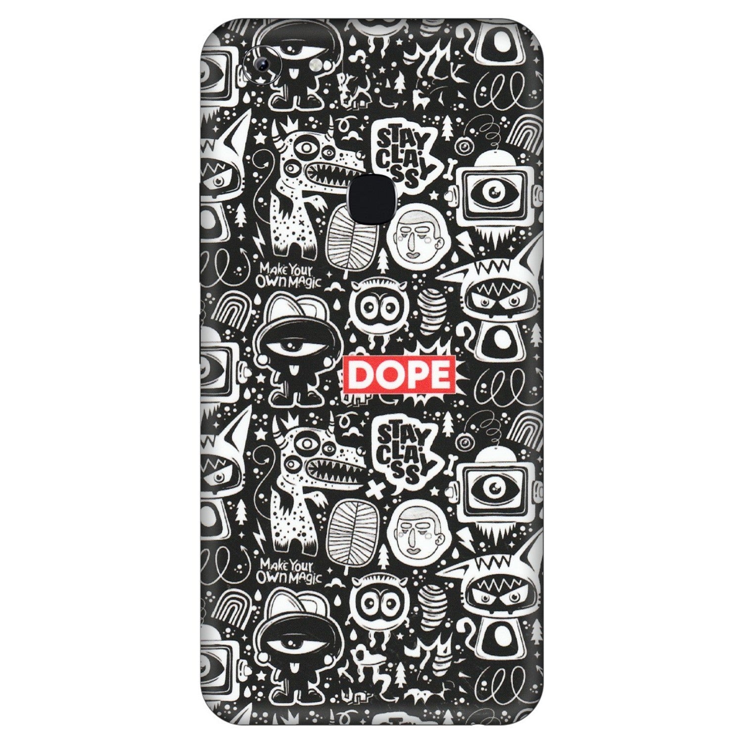 VIVO Y Series Phone Skins (All Models) - Dope Stay Classy Black Doodles - Matte Finish (M-126) Vivo Y83