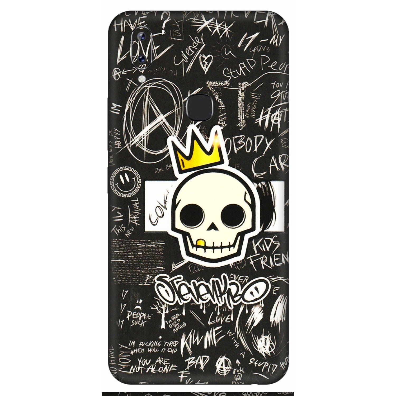 VIVO Y Series Phone Skins (All Models) - Funny Skull Black Chalk Grafitti - 3D Embossed Finish (L-22) Vivo Y83 Pro