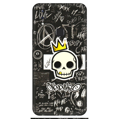 VIVO Y Series Phone Skins (All Models) - Funny Skull Black Chalk Grafitti - 3D Embossed Finish (L-22) Vivo Y83 Pro