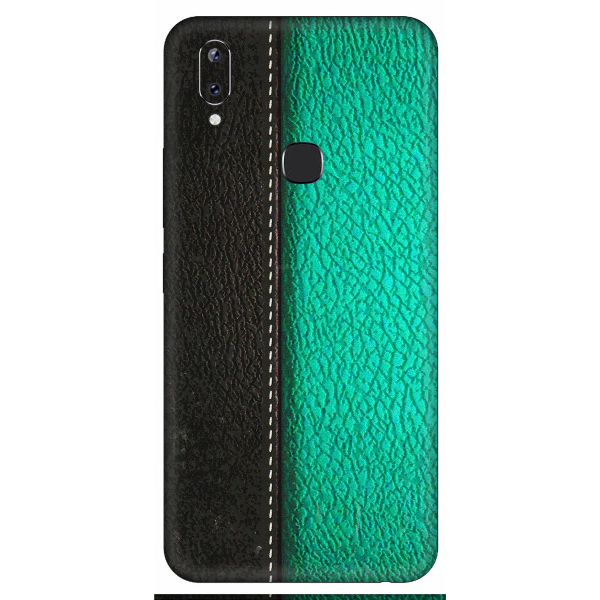 VIVO Y Series Phone Skins (All Models) - Black Green Dual Leather Stich - 3D Embossed Finish (L-233) Vivo Y83 Pro