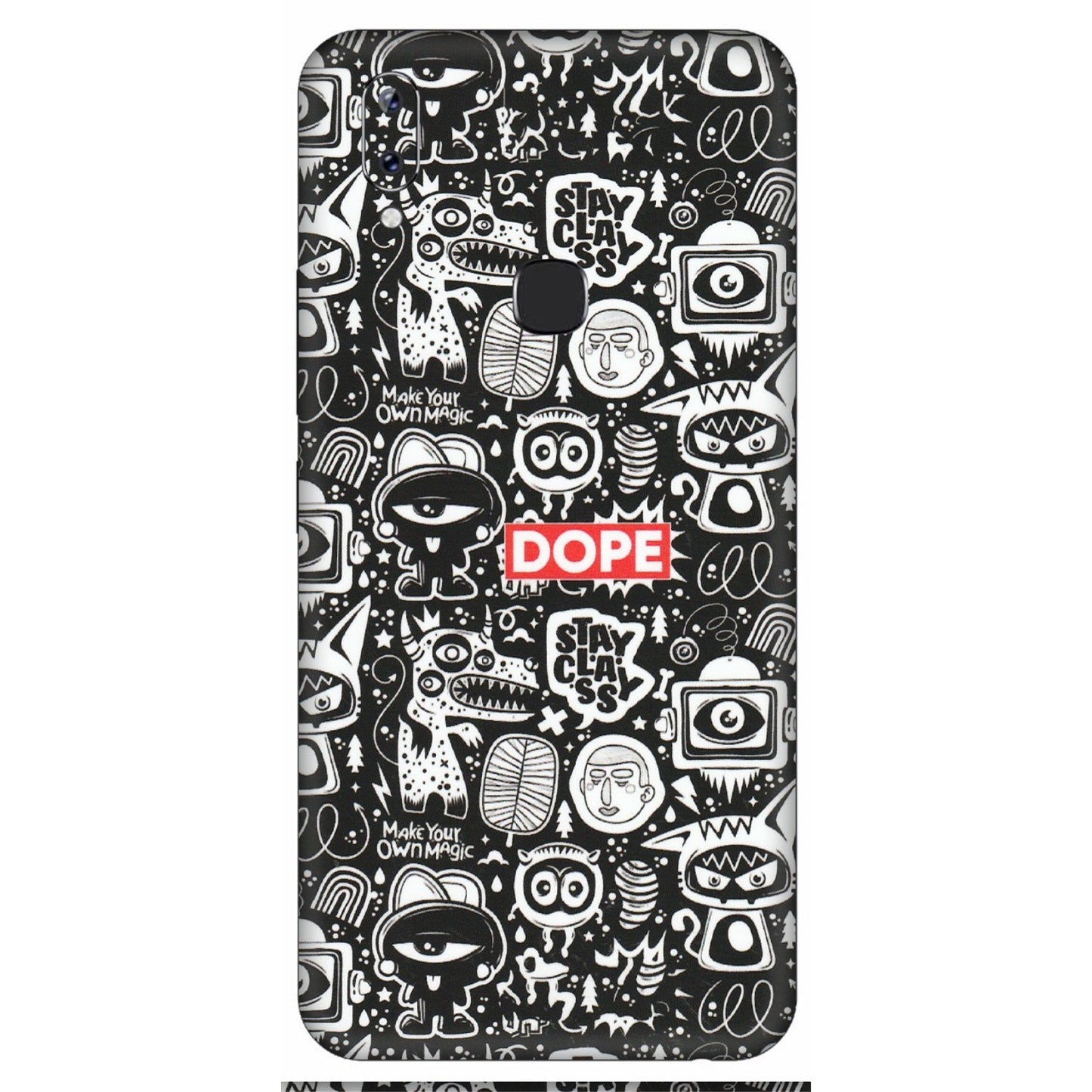 VIVO Y Series Phone Skins (All Models) - Dope Stay Classy Black Doodles - Matte Finish (M-126) Vivo Y83 Pro