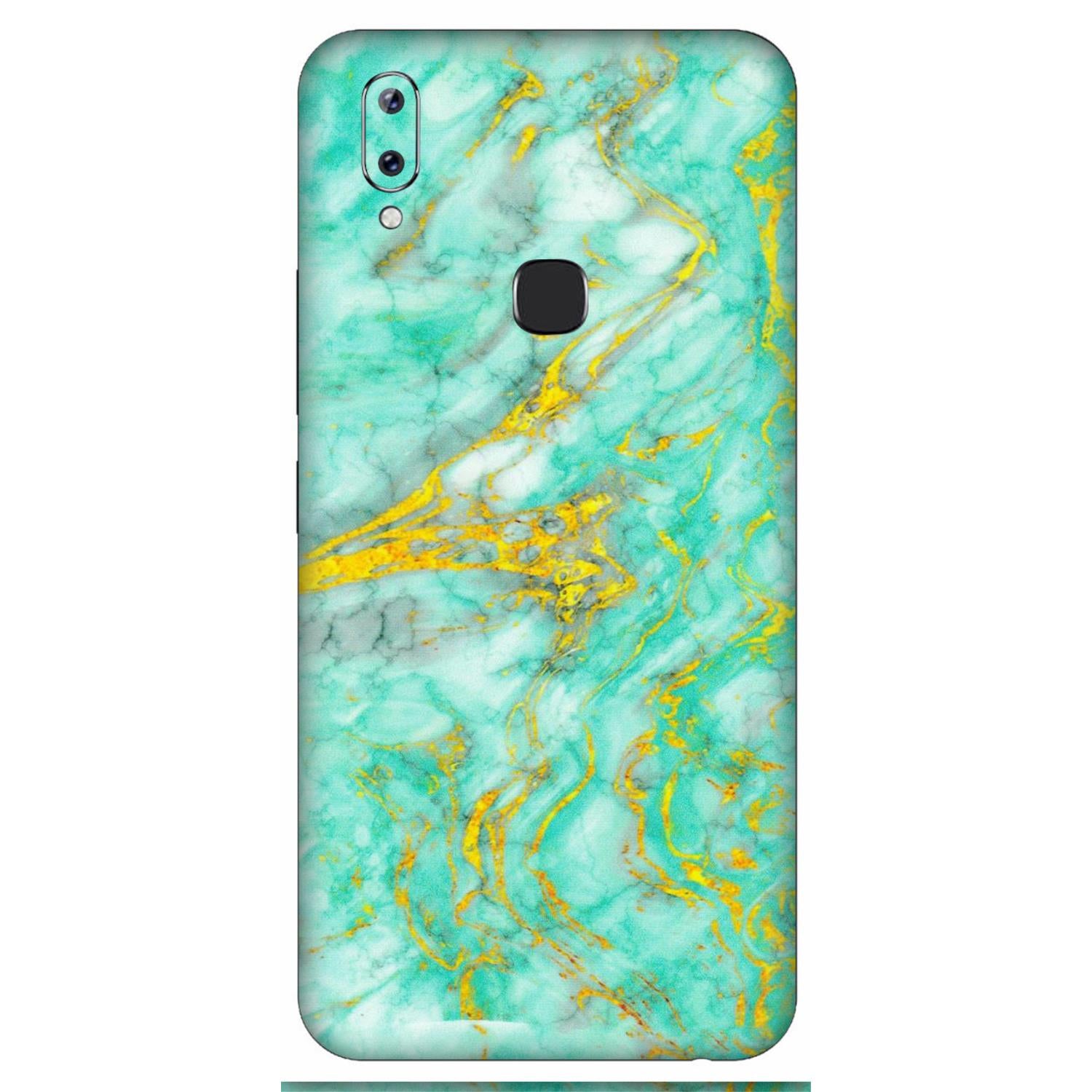 VIVO Y Series Phone Skins (All Models) - Green And Gold Marble Feel - Matte Finish (M-16) Vivo Y83 Pro