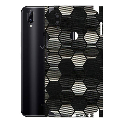 VIVO Y Series Phone Skins (All Models) - Black & White Dotted Honeycomb Texture - 3D Embossed Finish (L-202) Vivo Y83 Pro
