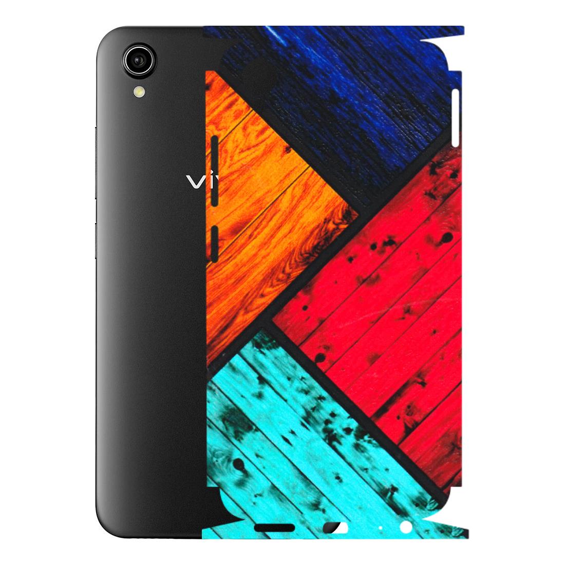 VIVO Y Series Phone Skins (All Models) - Colourful Wood Panels Abstract - 3D Embossed Finish (L-09) Vivo Y90