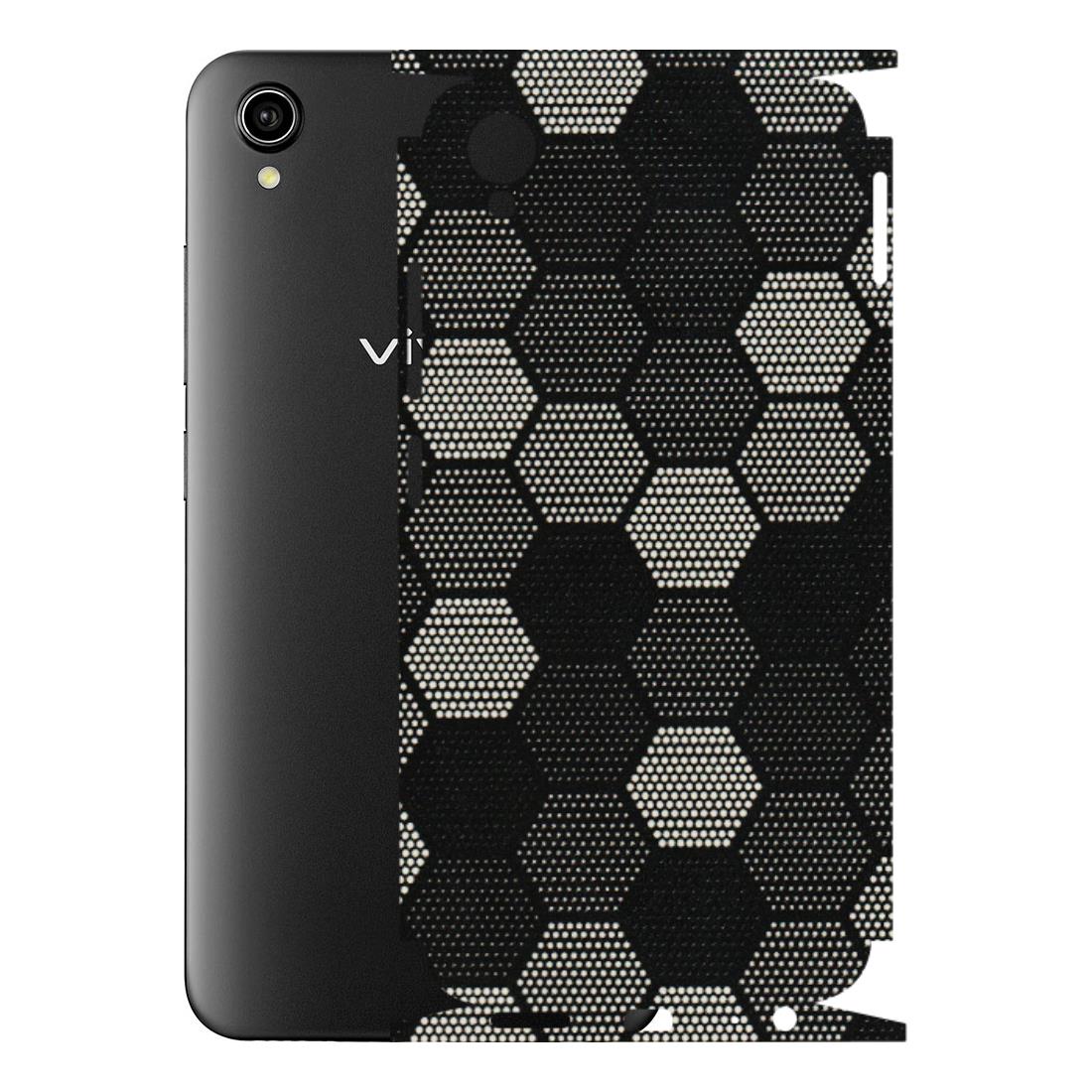 VIVO Y Series Phone Skins (All Models) - Black & White Dotted Honeycomb Texture - 3D Embossed Finish (L-202) Vivo Y90
