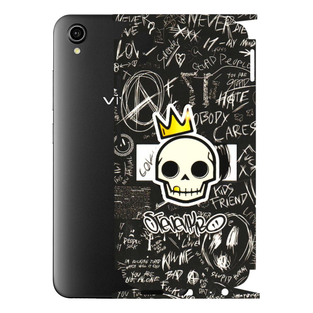 VIVO Y Series Phone Skins (All Models) - Funny Skull Black Chalk Grafitti - 3D Embossed Finish (L-22) Vivo Y90