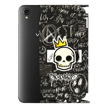 VIVO Y Series Phone Skins (All Models) - Funny Skull Black Chalk Grafitti - 3D Embossed Finish (L-22) Vivo Y90