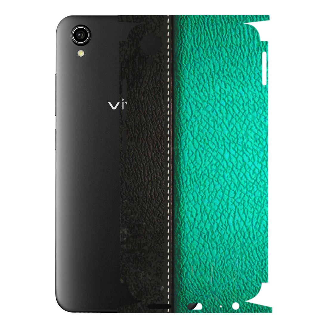 VIVO Y Series Phone Skins (All Models) - Black Green Dual Leather Stich - 3D Embossed Finish (L-233) Vivo Y90