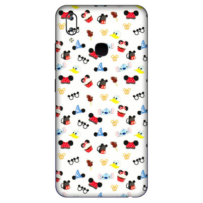 VIVO Y Series Phone Skins (All Models) - Minnie Mouse & Donald Doodles s - 3D Embossed Finish (L-194) Vivo Y91