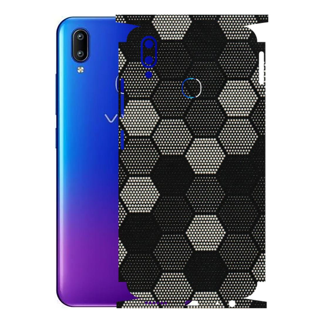 VIVO Y Series Phone Skins (All Models) - Black & White Dotted Honeycomb Texture - 3D Embossed Finish (L-202) Vivo Y91