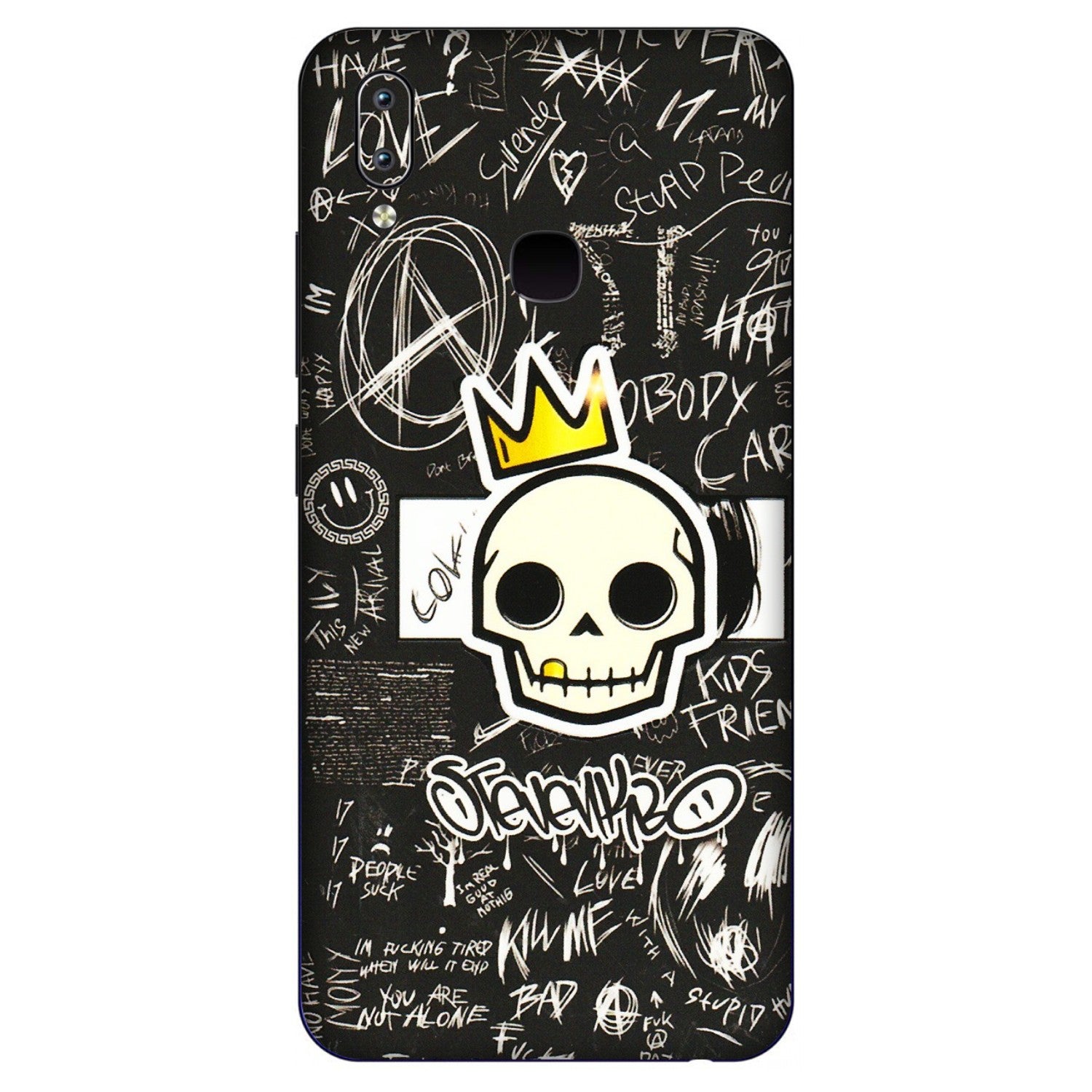 VIVO Y Series Phone Skins (All Models) - Funny Skull Black Chalk Grafitti - 3D Embossed Finish (L-22) Vivo Y91