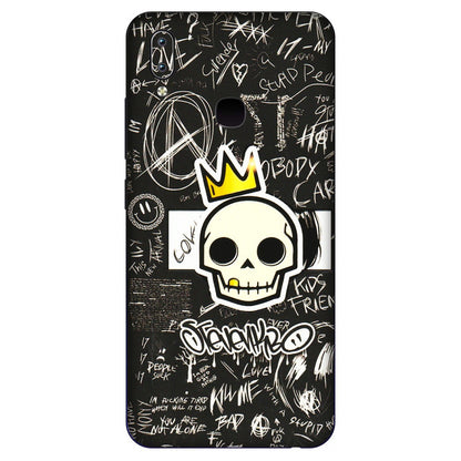 VIVO Y Series Phone Skins (All Models) - Funny Skull Black Chalk Grafitti - 3D Embossed Finish (L-22) Vivo Y91
