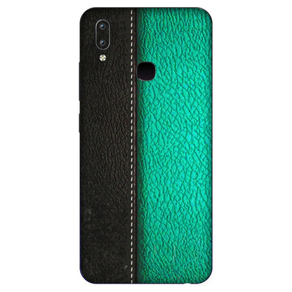 VIVO Y Series Phone Skins (All Models) - Black Green Dual Leather Stich - 3D Embossed Finish (L-233) Vivo Y91