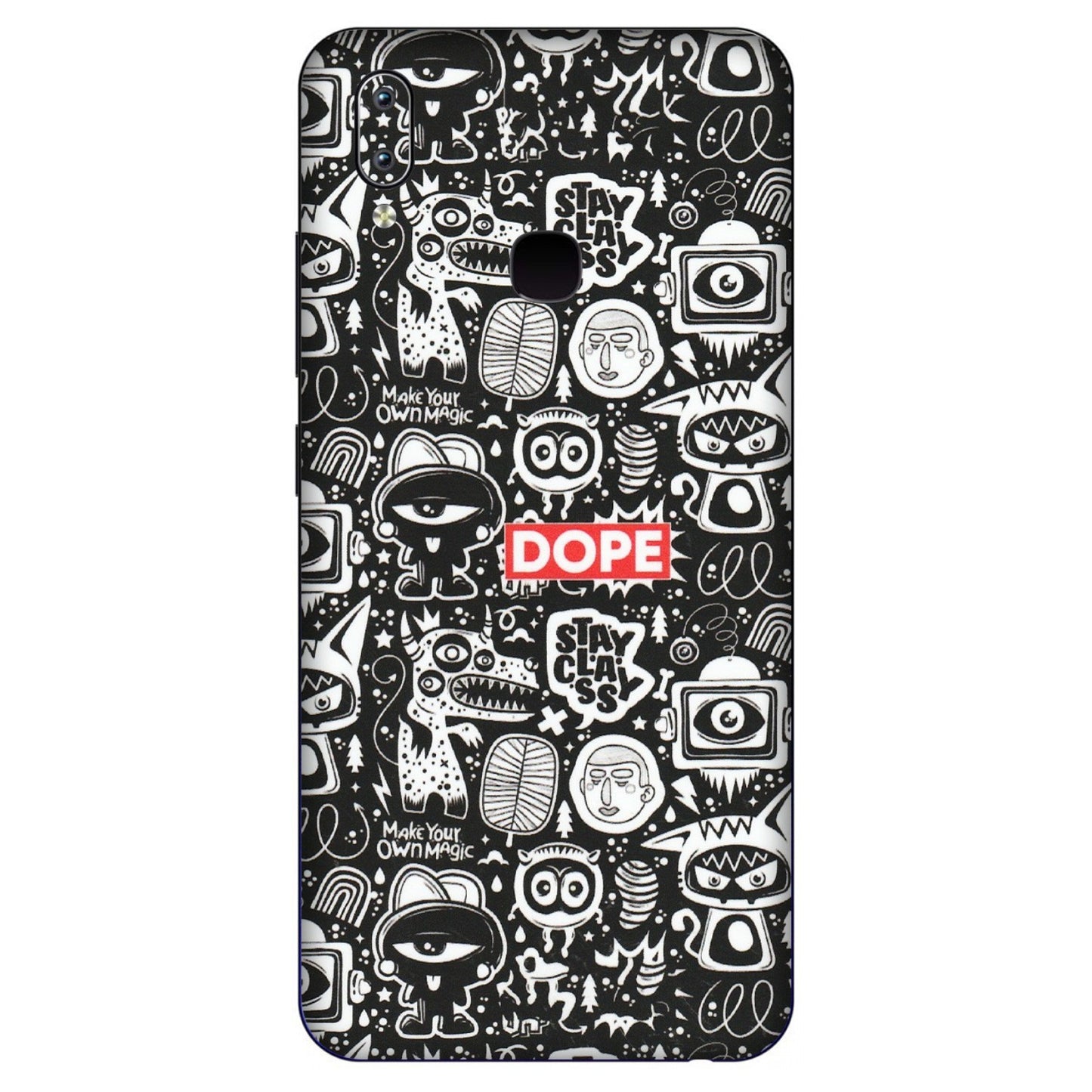 VIVO Y Series Phone Skins (All Models) - Dope Stay Classy Black Doodles - Matte Finish (M-126) Vivo Y91