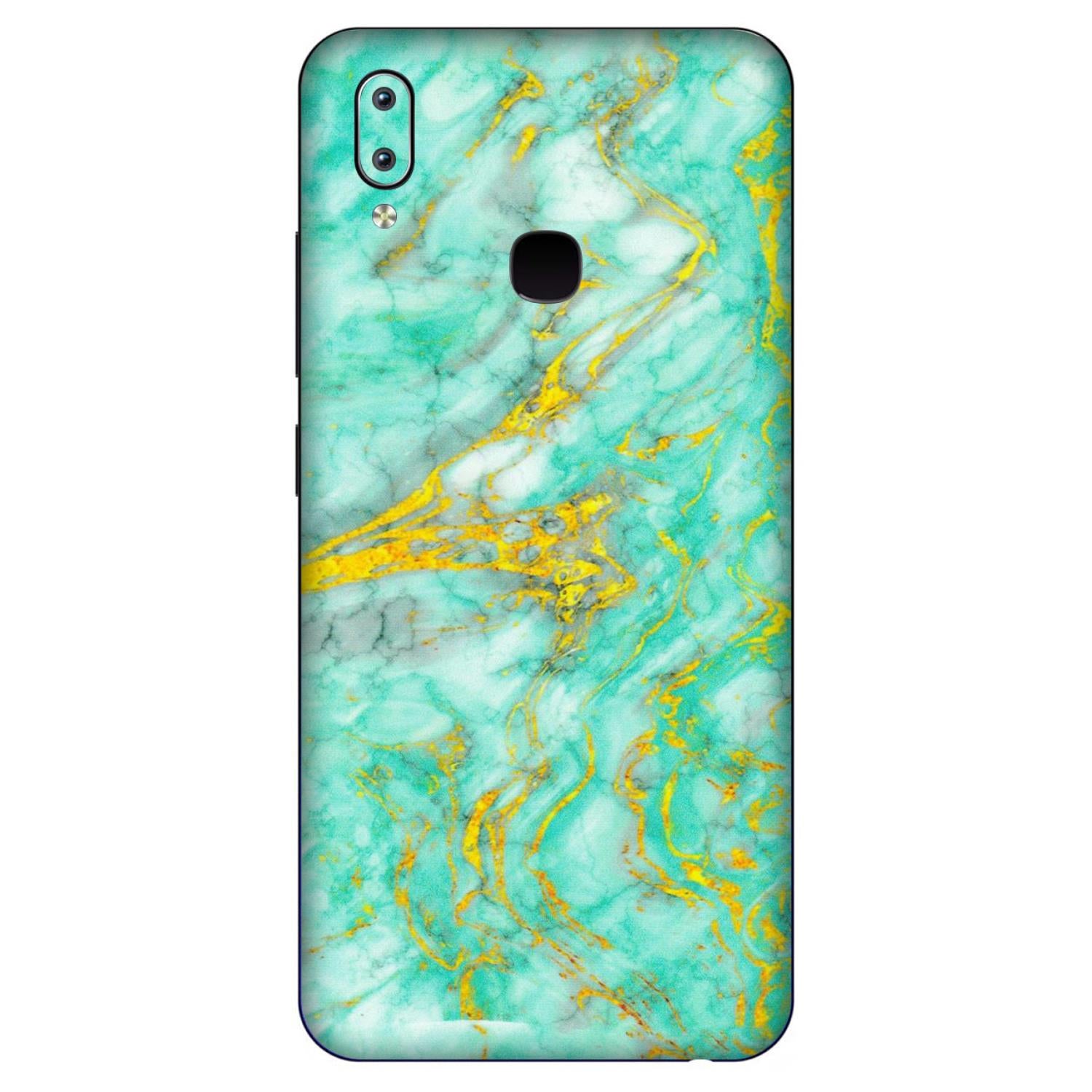 VIVO Y Series Phone Skins (All Models) - Green And Gold Marble Feel - Matte Finish (M-16) Vivo Y91