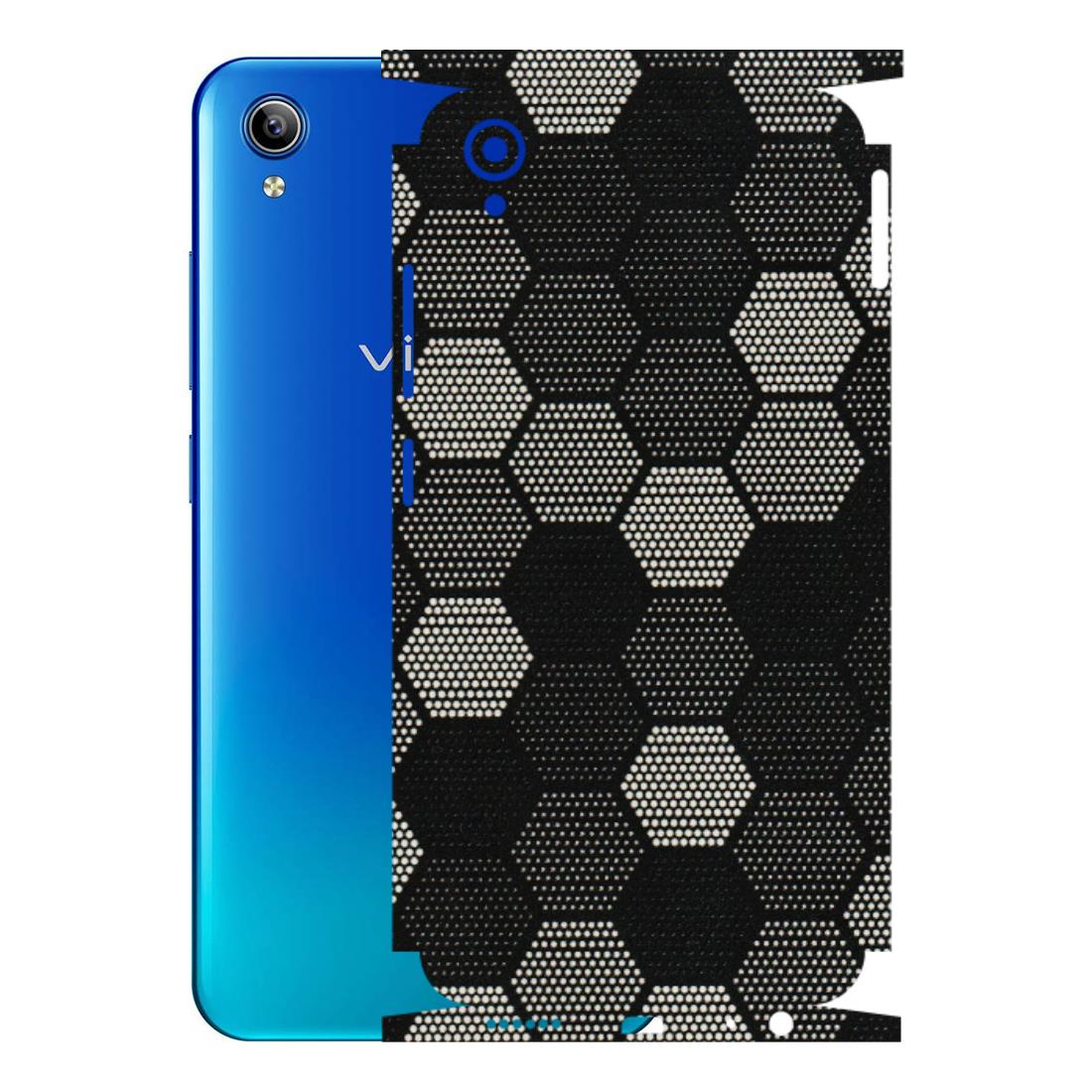 VIVO Y Series Phone Skins (All Models) - Black & White Dotted Honeycomb Texture - 3D Embossed Finish (L-202) Vivo Y91i