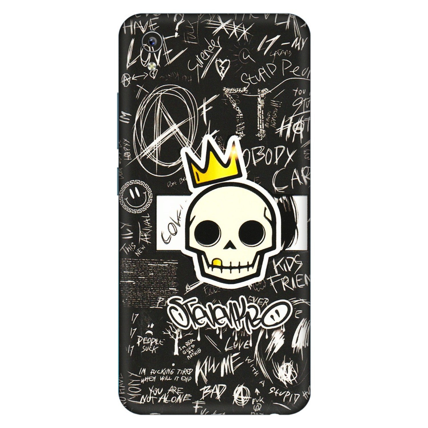 VIVO Y Series Phone Skins (All Models) - Funny Skull Black Chalk Grafitti - 3D Embossed Finish (L-22) Vivo Y91i