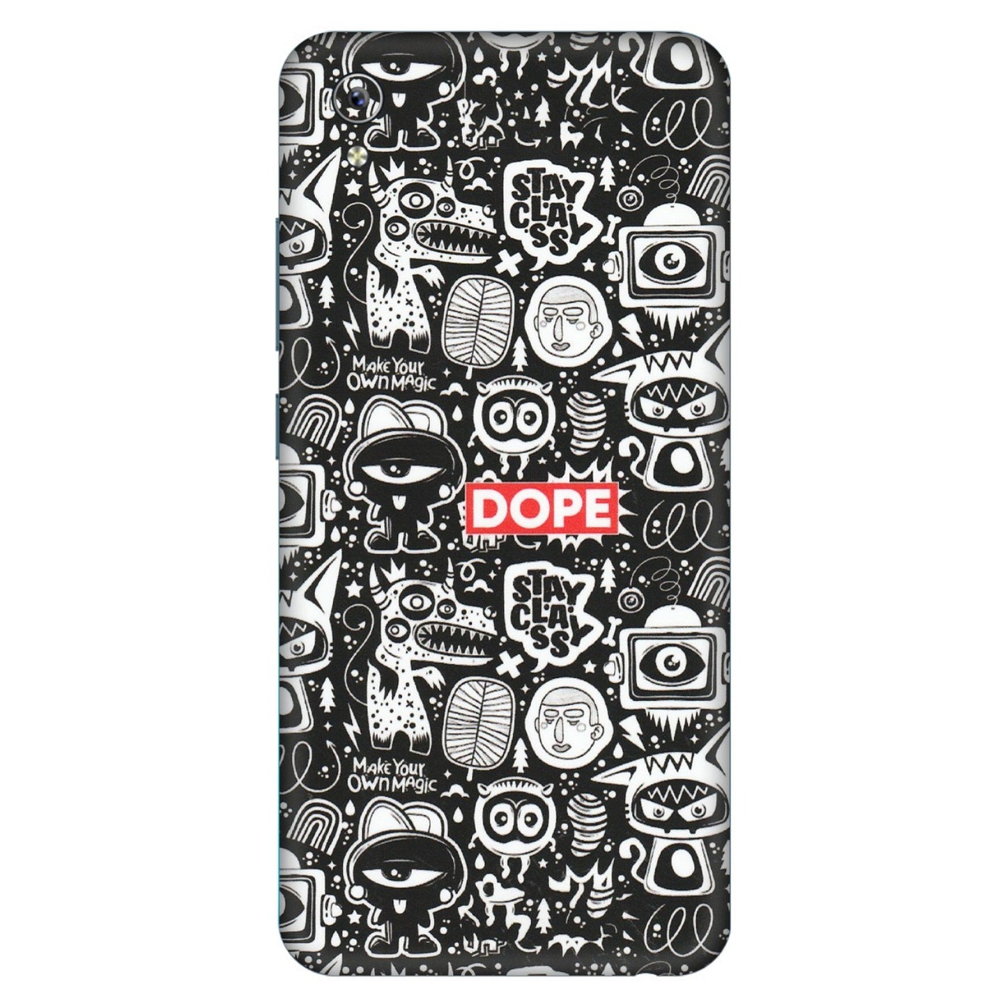 VIVO Y Series Phone Skins (All Models) - Dope Stay Classy Black Doodles - Matte Finish (M-126) Vivo Y91i