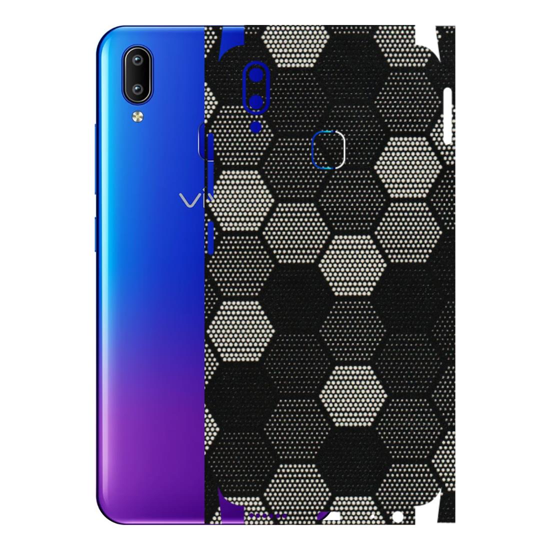 VIVO Y Series Phone Skins (All Models) - Black & White Dotted Honeycomb Texture - 3D Embossed Finish (L-202) Vivo Y93