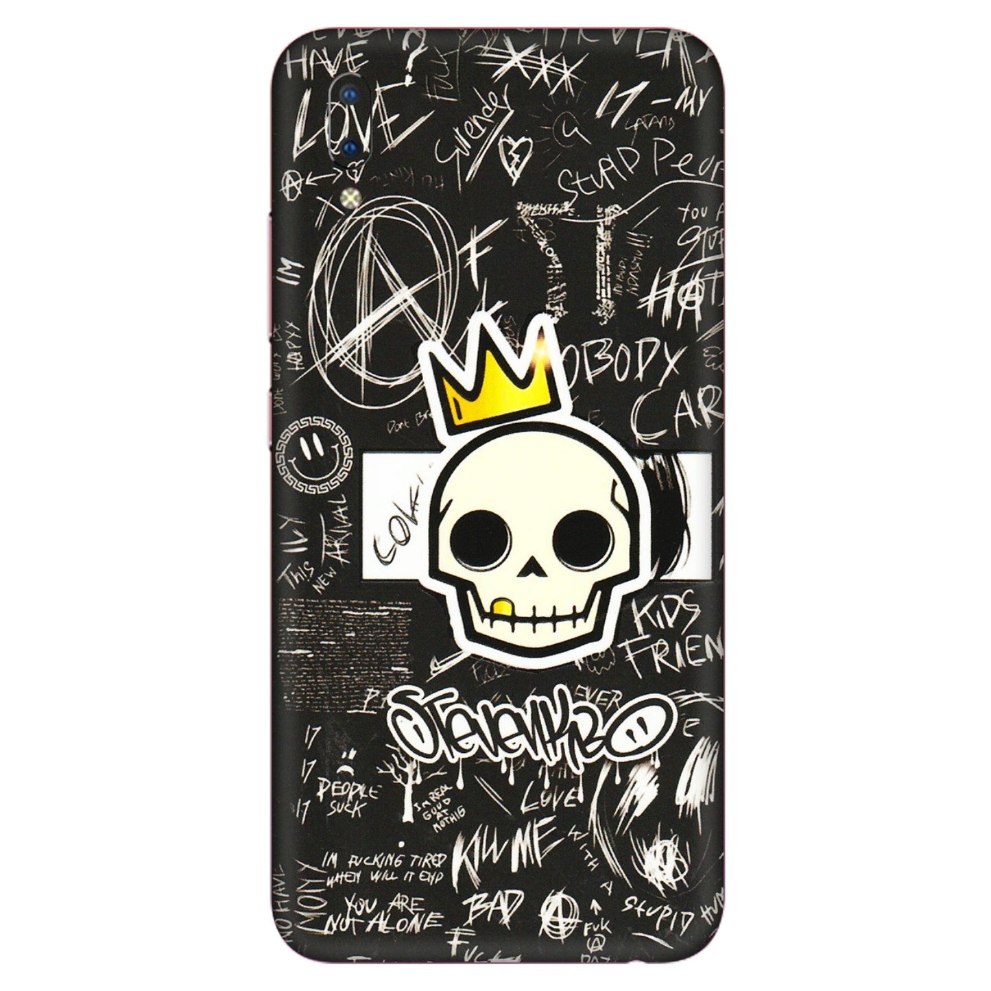 VIVO Y Series Phone Skins (All Models) - Funny Skull Black Chalk Grafitti - 3D Embossed Finish (L-22) Vivo Y93