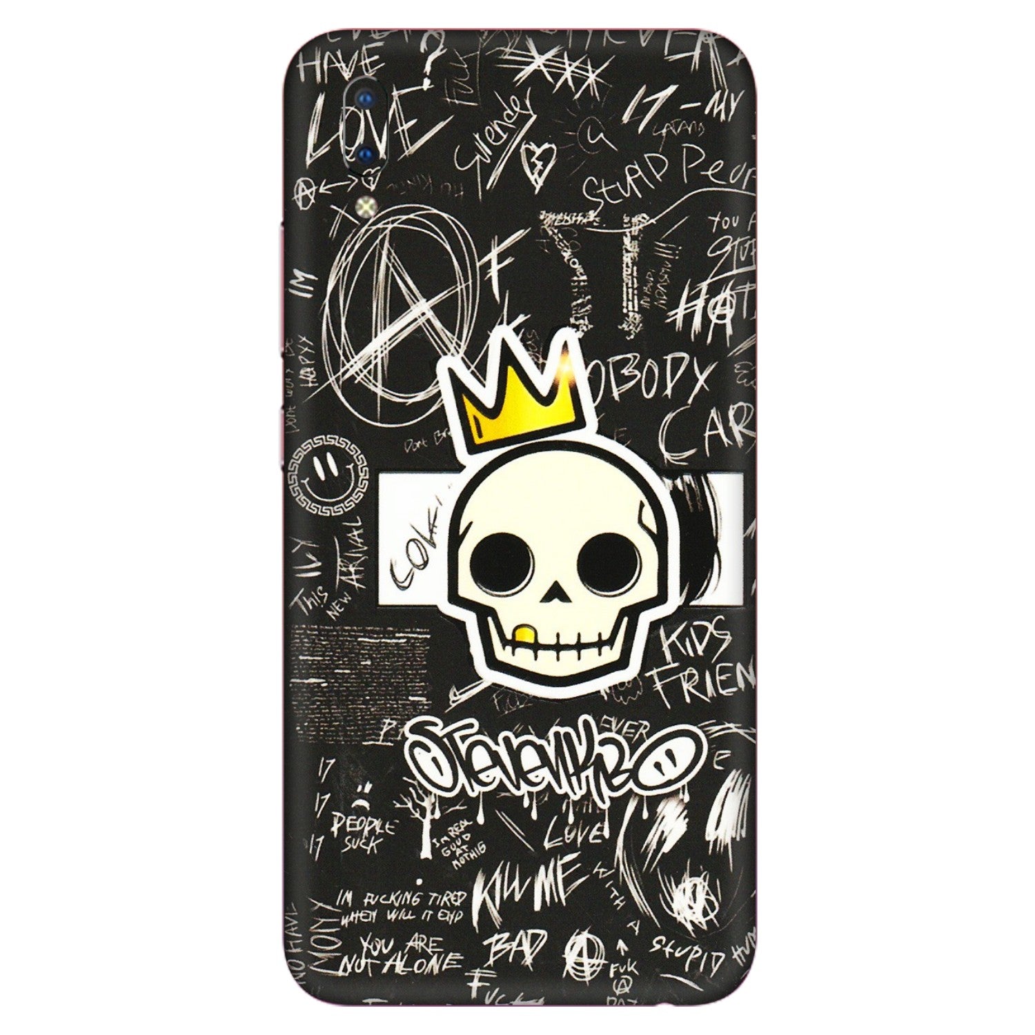 VIVO Y Series Phone Skins (All Models) - Funny Skull Black Chalk Grafitti - 3D Embossed Finish (L-22) Vivo Y93