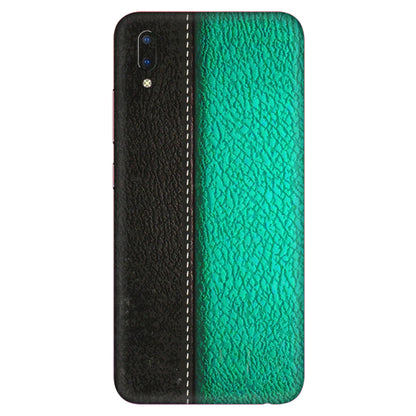 VIVO Y Series Phone Skins (All Models) - Black Green Dual Leather Stich - 3D Embossed Finish (L-233) Vivo Y93