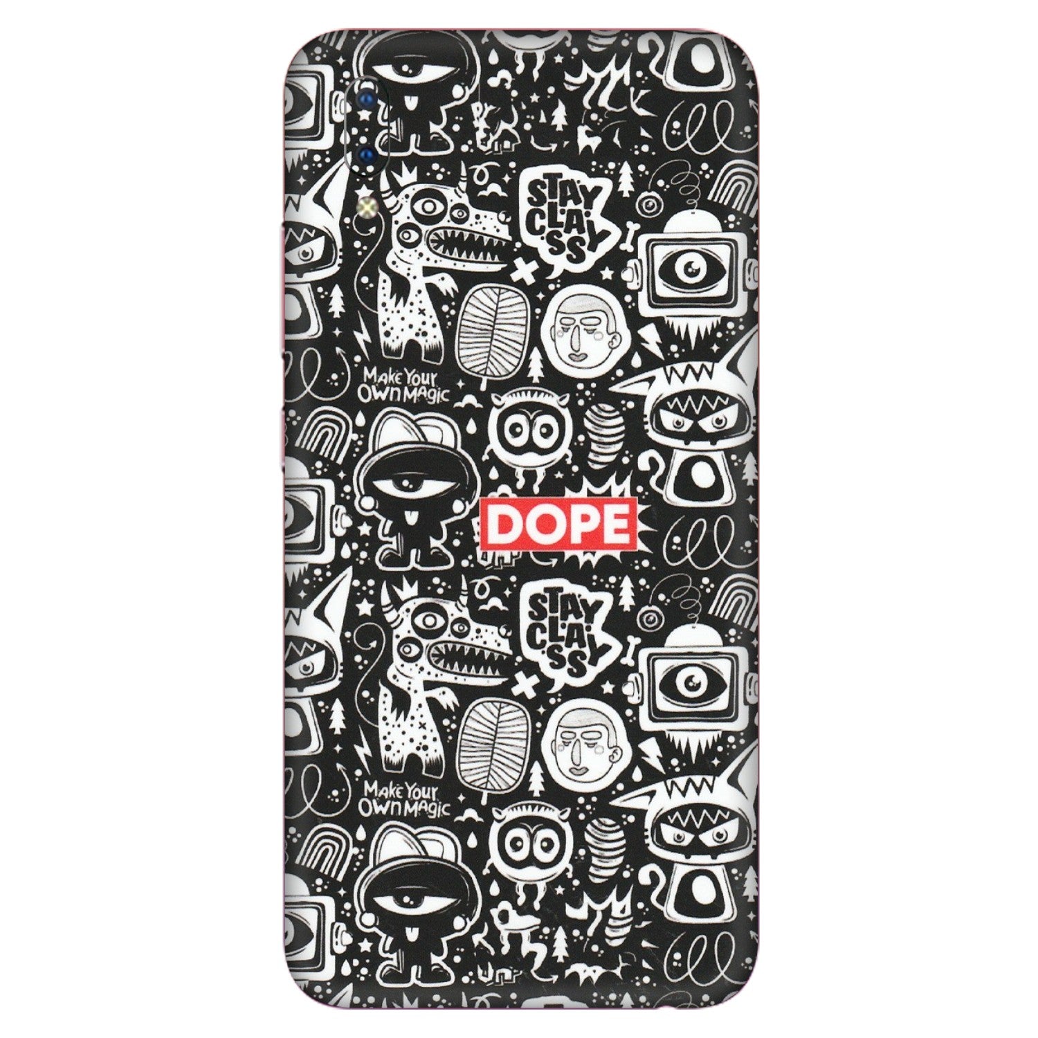 VIVO Y Series Phone Skins (All Models) - Dope Stay Classy Black Doodles - Matte Finish (M-126) Vivo Y93