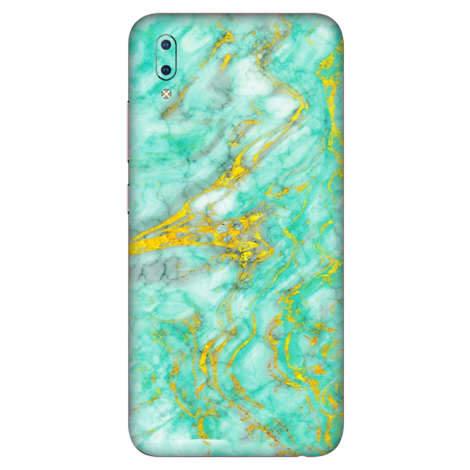 VIVO Y Series Phone Skins (All Models) - Green And Gold Marble Feel - Matte Finish (M-16) Vivo Y93