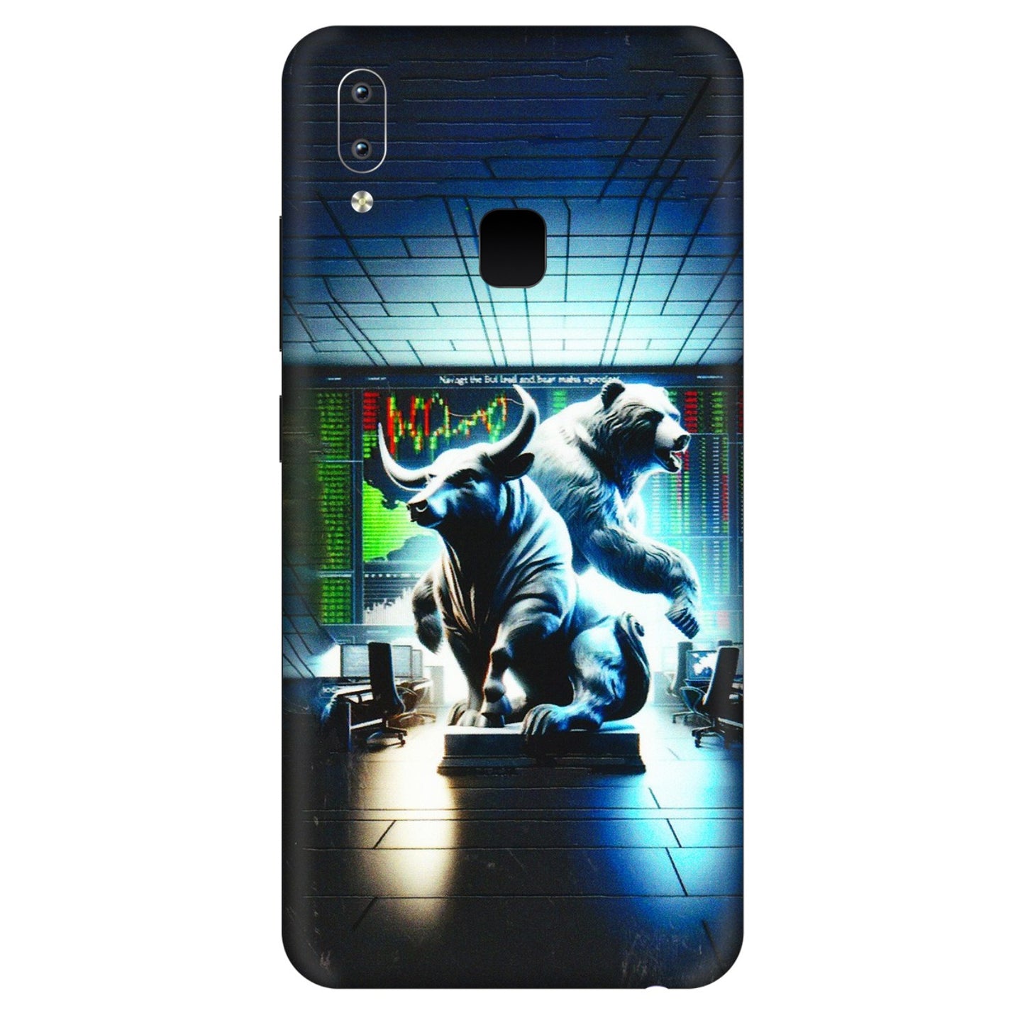 VIVO Y Series Phone Skins (All Models) - Stock Market Sensex Bear vs Bulls - 3D Embossed Finish (L-15) Vivo Y95