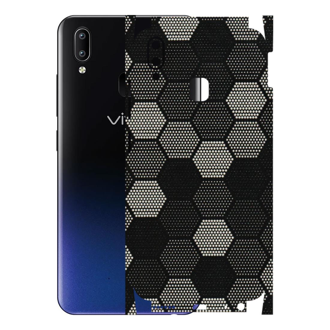 VIVO Y Series Phone Skins (All Models) - Black & White Dotted Honeycomb Texture - 3D Embossed Finish (L-202) Vivo Y95