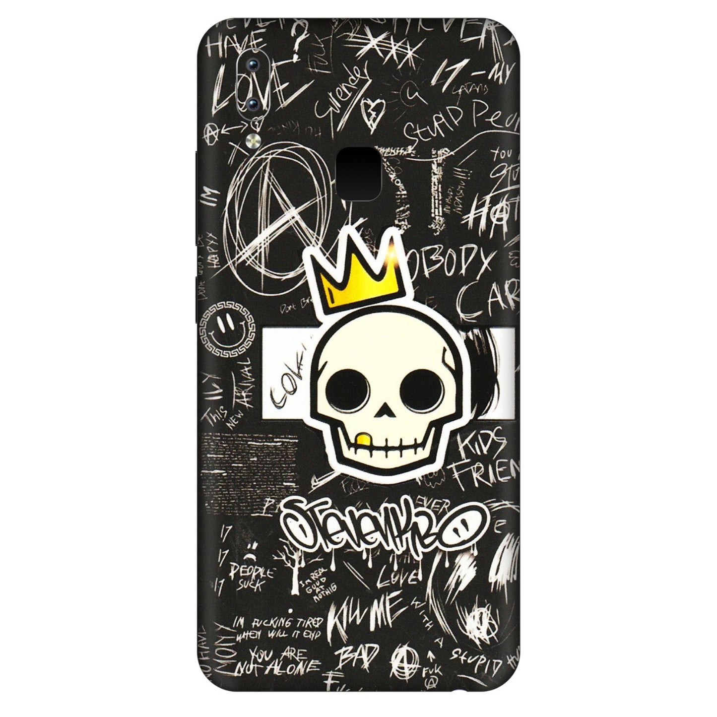 VIVO Y Series Phone Skins (All Models) - Funny Skull Black Chalk Grafitti - 3D Embossed Finish (L-22) Vivo Y95