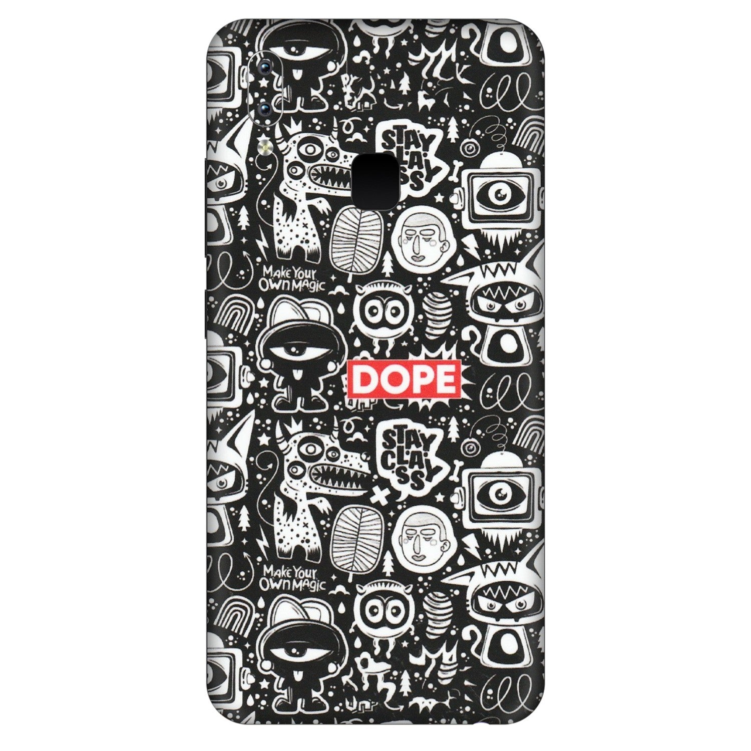 VIVO Y Series Phone Skins (All Models) - Dope Stay Classy Black Doodles - Matte Finish (M-126) Vivo Y95