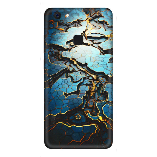 VIVO Z/V/X/T/U/S Series Phone Skins (All Models) - Blue Gold Abstract - 3D Embossed Finish (L-11) Vivo Z10