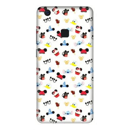 VIVO Z/V/X/T/U/S Series Phone Skins (All Models) - Minnie Mouse & Donald Doodles s - 3D Embossed Finish (L-194) Vivo Z10