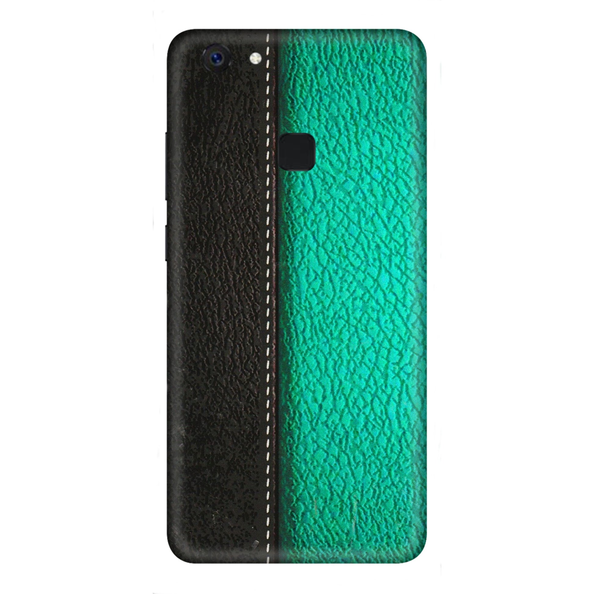 VIVO Z/V/X/T/U/S Series Phone Skins (All Models) - Black Green Dual Leather Stich - 3D Embossed Finish (L-233) Vivo Z10