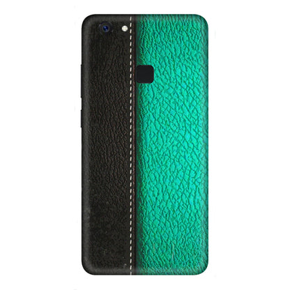 VIVO Z/V/X/T/U/S Series Phone Skins (All Models) - Black Green Dual Leather Stich - 3D Embossed Finish (L-233) Vivo Z10