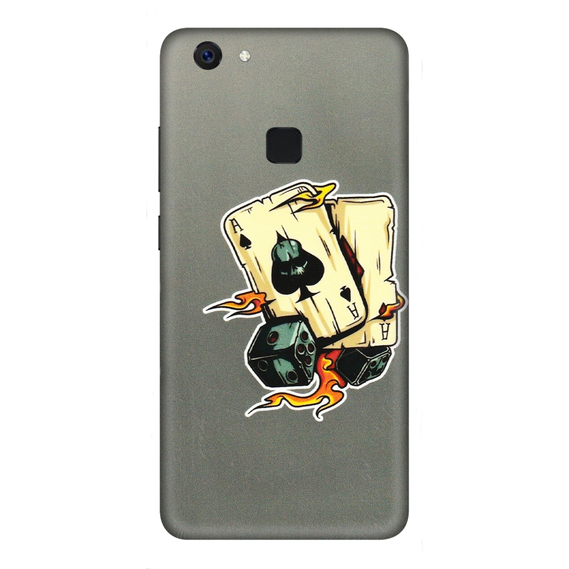 VIVO Z/V/X/T/U/S Series Phone Skins (All Models) - Grey Cards Of Ace - 3D Embossed Finish (L-77) Vivo Z10