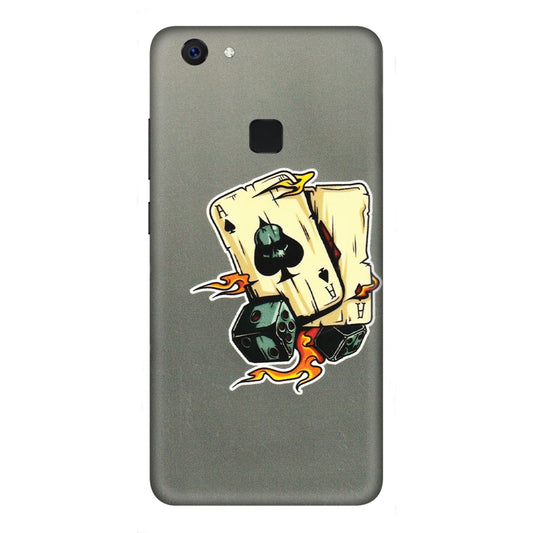 VIVO Z/V/X/T/U/S Series Phone Skins (All Models) - Grey Cards Of Ace - 3D Embossed Finish (L-77) Vivo Z10