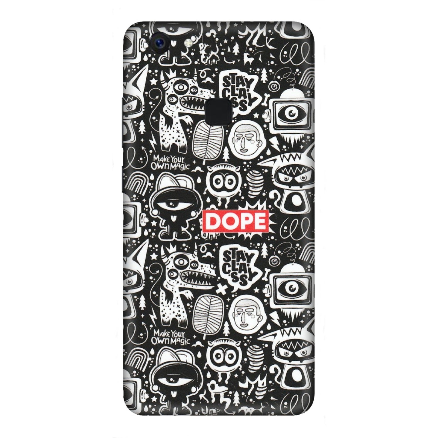 VIVO Z/V/X/T/U/S Series Phone Skins (All Models) - Dope Stay Classy Black Doodles - Matte Finish (M-126) Vivo Z10